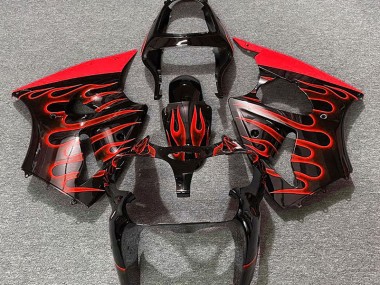 2000-2002 Nero Lucido & Rosso Fiamma Kawasaki ZX6R Carene Moto Fabbrica