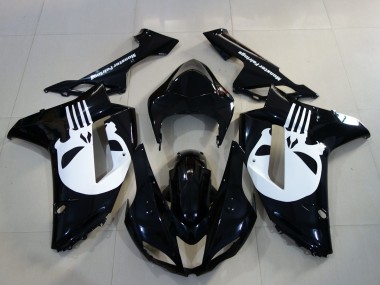 2007-2008 Nero Lucido & Teschio Kawasaki ZX6R Carene Moto Fabbrica