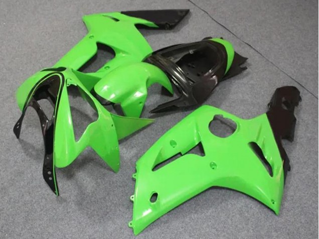 Carena Moto Kawasaki ZX6R 2003-2004 - Verde Chiaro Nero Lucido