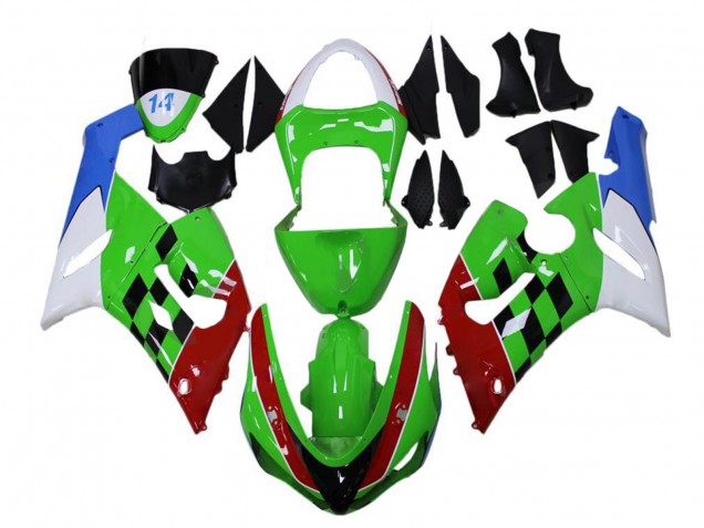 Carena Moto Kawasaki ZX6R 2005-2006 - Bianco Verde Blu Rosso Nero