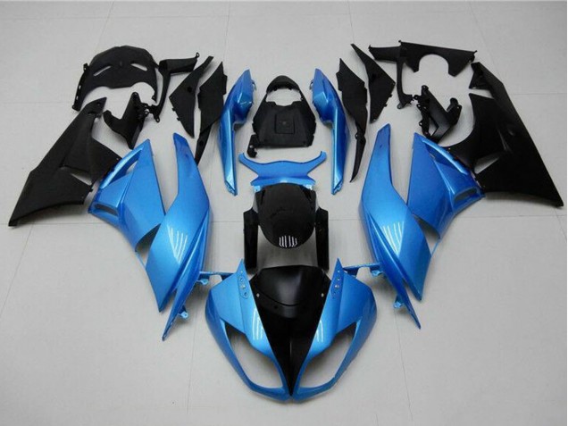 Carena Moto Kawasaki ZX6R 2009-2012 - Azzurro Chiaro Nero Lucido