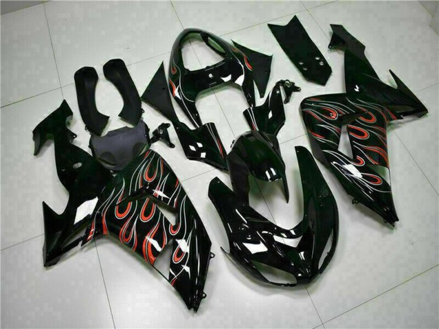 Kit Carena Moto Kawasaki ZX10R 2006-2007 - Nero Lucido Rosso Fiamma