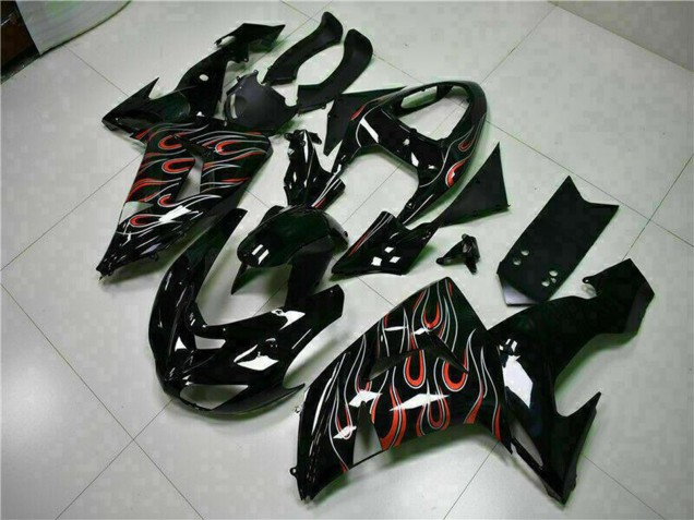Kit Carena Moto Kawasaki ZX10R 2006-2007 - Nero Lucido Rosso Fiamma