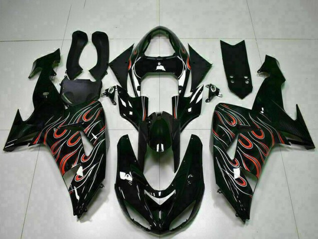 Kit Carena Moto Kawasaki ZX10R 2006-2007 - Nero Lucido Rosso Fiamma
