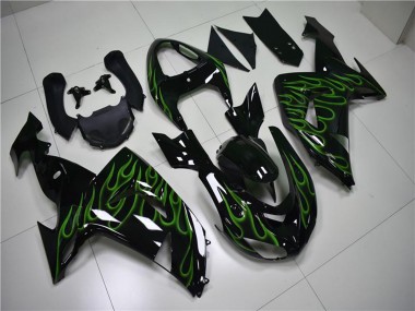 Carena Moto Kawasaki ZX10R 2006-2007 - Nero Lucido Verde Fiamma Fabbrica