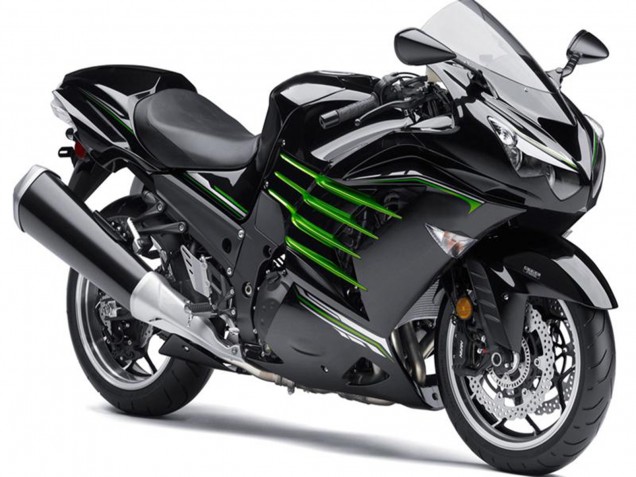 Carena Moto Kawasaki ZX14R ZZR1400 2012-2024 - Nero Lucido Nero Opaco Verde