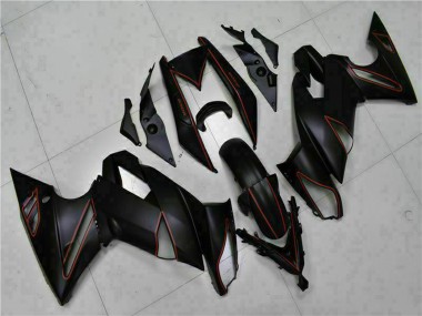 Carena Moto Kawasaki EX650 2009-2011 - Nero Opaco Rosso Banda Fabbrica