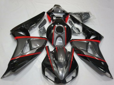 Carena Moto Honda CBR1000RR 2006-2007 - Grigio Nero Lucido Rosso Banda Fabbrica