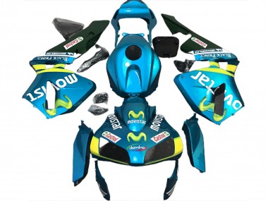 Carena Moto Honda CBR600RR 2003-2004 - Azzurro Chiaro Giallo Verde MoviStar Fabbrica