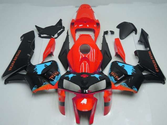 Carena Moto Honda CBR600RR 2005-2006 - Rosso Azzurro Chiaro Nero Splatter