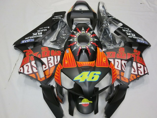 Carena Moto Honda CBR600RR 2003-2004 - Nero Opaco Arancia Giallo Rossi 46