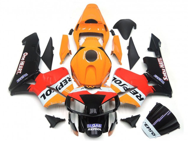 Carena Moto Honda CBR600RR 2003-2004 - Arancia Bianco Rosso Nero Lucido One Heart Repsol
