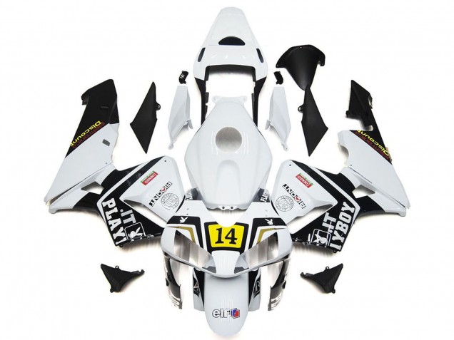 Carena Moto Honda CBR600RR 2003-2004 - Bianco Giallo Nero Lucido Playboy 14
