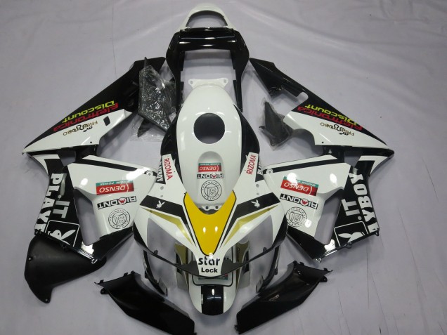 Carena Moto Honda CBR600RR 2003-2004 - Bianco Giallo Nero Lucido Playboy Stile
