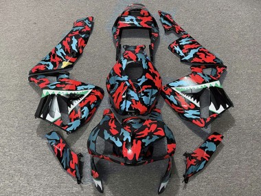 Carena Moto Honda CBR600RR 2003-2004 - Rosso Blu Camouflage Squalo Fabbrica