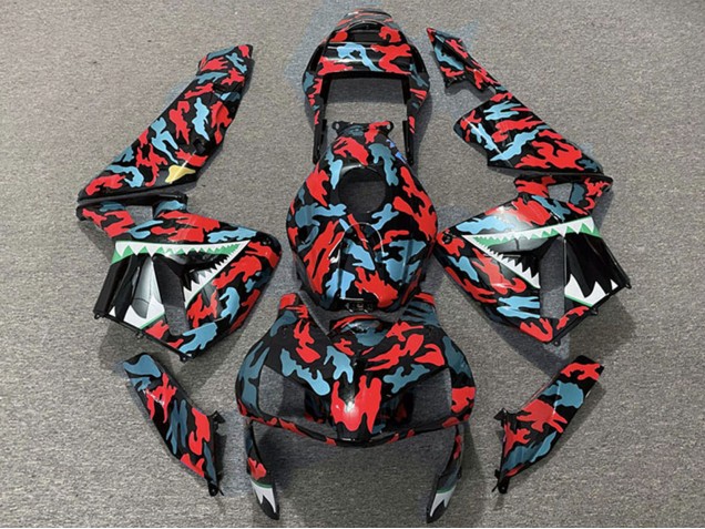 Carena Moto Honda CBR600RR 2003-2004 - Rosso Blu Camouflage Squalo