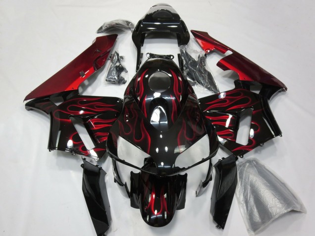Carena Moto Honda CBR600RR 2003-2004 - Nero Lucido Rosso Fiamma