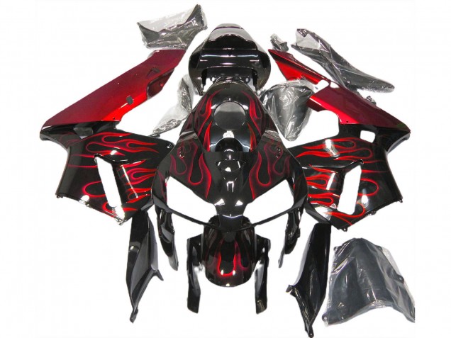 Carena Moto Honda CBR600RR 2005-2006 - Nero Lucido Rosso Fiamma