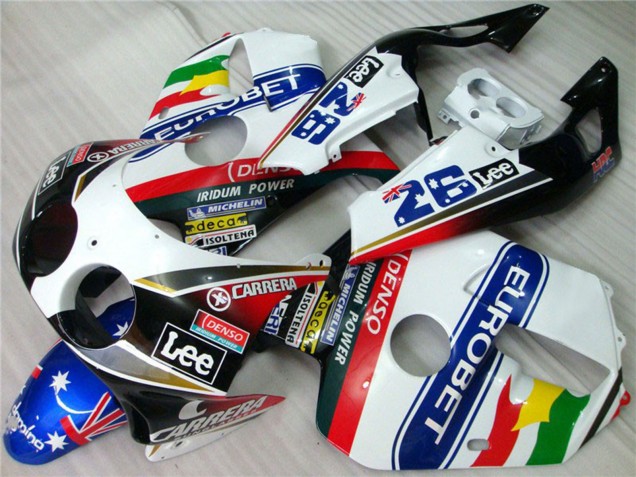 Carena Moto Honda CBR250RR 1990-1998 - Bianco Blu Rosso Giallo Verde Carrera EuroBet Lee