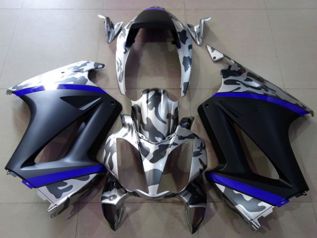 Carena Moto Honda VFR 800 2002-2013 - Grigio Camouflage Blu Nero Opaco