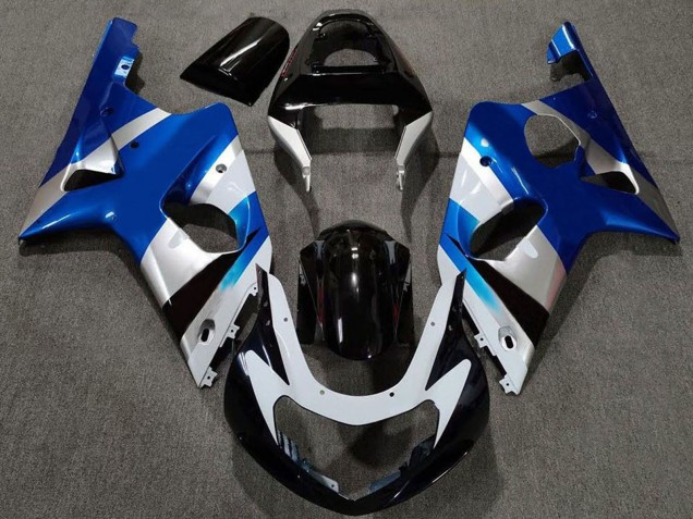 Carena Moto Suzuki GSXR 1000 2000-2002 - Blu Argento Nero Lucido OEM Stile