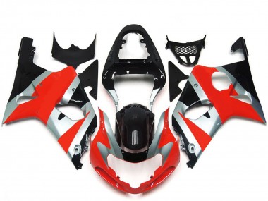 Carena Moto Suzuki GSXR 1000 2000-2002 - Argento Rosso Nero Lucido OEM Stile Fabbrica