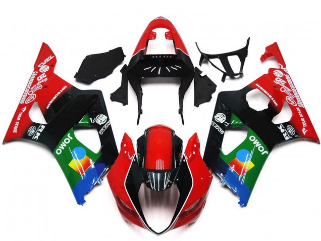 Carena Moto Suzuki GSXR 1000 2003-2004 - Rosso Nero Verde JOMO