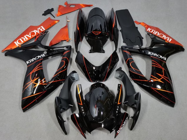 Carena Moto Suzuki GSXR 600 / GSXR 750 2006-2007 - Nero Lucido Arancia Bacardi