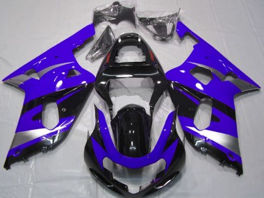 Carena Moto Suzuki GSXR 600 / GSXR 750 2001-2003 - Blu Argento Nero Lucido OEM Stile Fabbrica