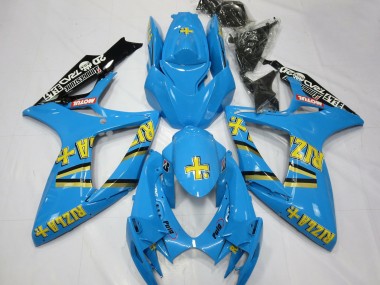 Carena Moto Suzuki GSXR 600 / GSXR 750 2006-2007 - Azzurro Chiaro Nero Giallo Rizla Fabbrica