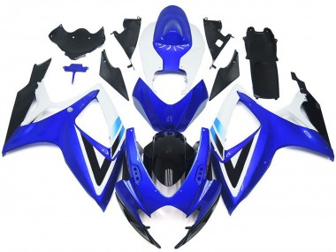 Kit Carena Moto Suzuki GSXR 600 / GSXR 750 2006-2007 - Bianco Blu Nero Lucido OEM Stile Fabbrica