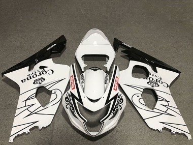 Carena Moto Suzuki GSXR 600 / GSXR 750 2004-2005 - Bianco Nero Lucido Corona Motul Stile Fabbrica