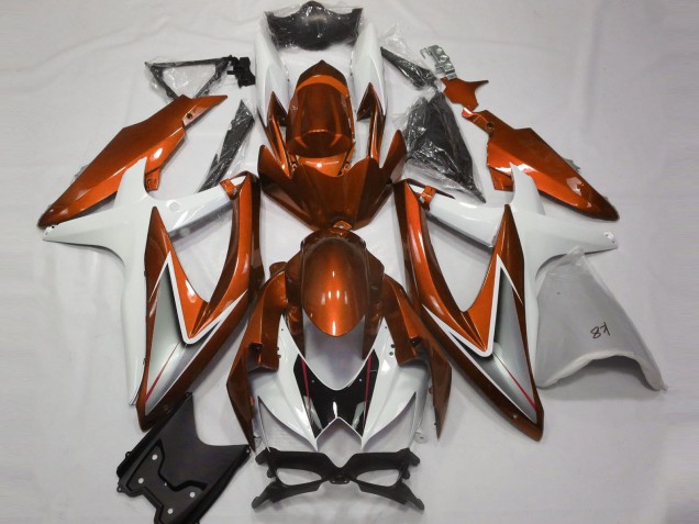 Carena Moto Suzuki GSXR 600 / GSXR 750 2008-2010 - Bianco Arancia Argento Nero