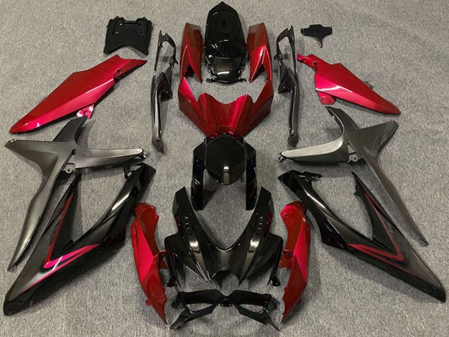 Carena Moto Suzuki GSXR 600 / GSXR 750 2008-2010 - Rosso Nero Lucido Nero Opaco