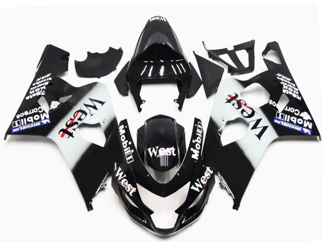 Carena Moto Suzuki GSXR 600 / GSXR 750 2004-2005 - Nero Lucido Bianco West OEM Stile