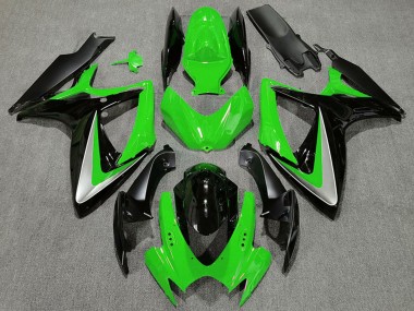 Carena Moto Suzuki GSXR 600 / GSXR 750 2006-2007 - Verde Argento Nero Lucido OEM Stile Fabbrica