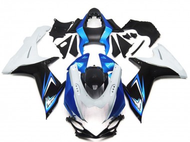 Carena Moto Suzuki GSXR 600 / GSXR 750 2011-2024 - Bianco Azzurro Chiaro Nero Lucido Fabbrica