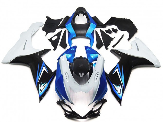 Carena Moto Suzuki GSXR 600 / GSXR 750 2011-2024 - Bianco Azzurro Chiaro Nero Lucido
