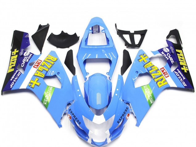 Carena Moto Suzuki GSXR 600 / GSXR 750 2004-2005 - Azzurro Chiaro Verde Giallo Rizla Stile