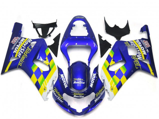 Carena Moto Suzuki GSXR 600 / GSXR 750 2001-2003 - Blu Giallo Verde Bianco MoviStar
