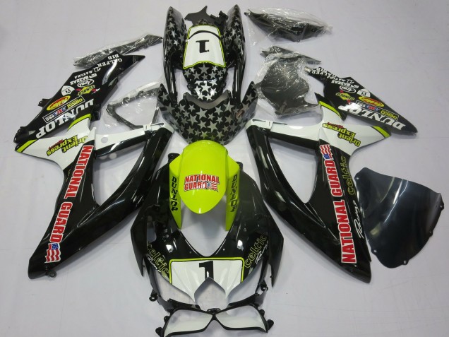 Carena Moto Suzuki GSXR 600 / GSXR 750 2008-2010 - Bianco Giallo Rosso Nero National Guard