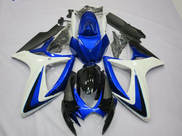 Carena Moto Suzuki GSXR 600 / GSXR 750 2006-2007 - Bianco Blu Nero Lucido OEM Stile