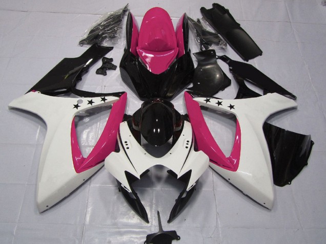 Carena Moto Suzuki GSXR 600 / GSXR 750 2006-2007 - Rosa Bianco Nero Lucido Stella