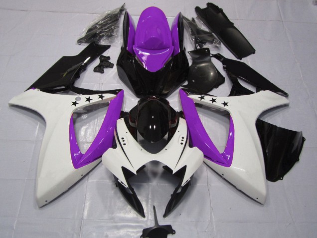 Carena Moto Suzuki GSXR 600 / GSXR 750 2006-2007 - Viola Bianco Nero Lucido Stella