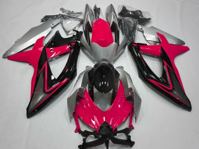 Carena Moto Suzuki GSXR 600 / GSXR 750 2008-2010 - Argento Rosso Nero Lucido