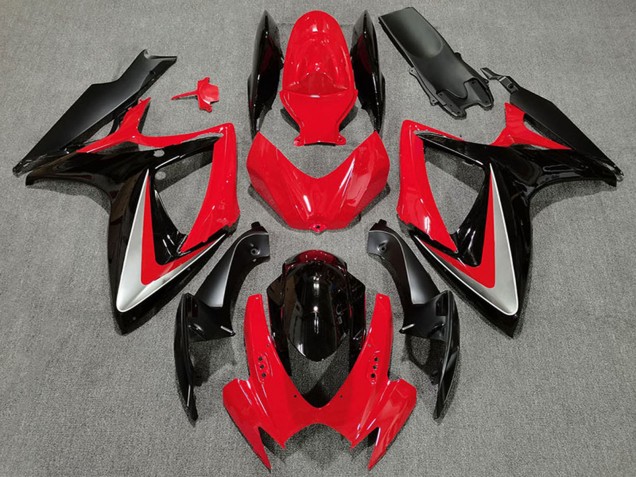 Carena Moto Suzuki GSXR 600 / GSXR 750 2006-2007 - Rosso Grigio Nero Lucido OEM Stile