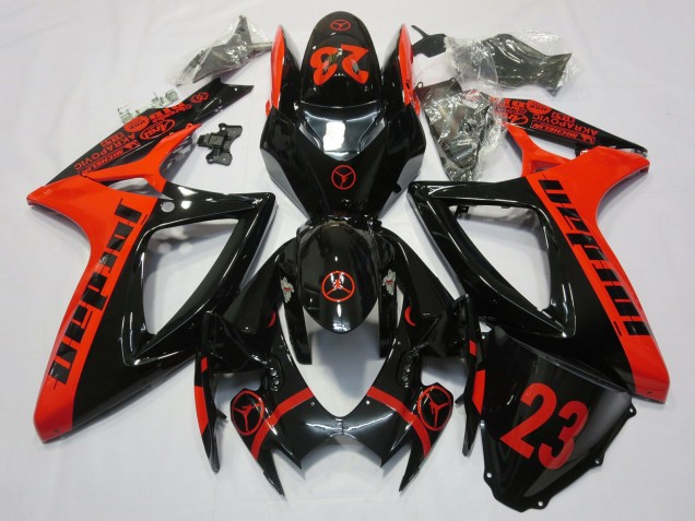 Carena Moto Suzuki GSXR 600 / GSXR 750 2006-2007 - Rosso Nero Lucido Jordan 23