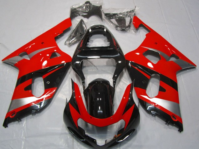 Carena Moto Suzuki GSXR 600 / GSXR 750 2001-2003 - Rosso Argento Nero Lucido OEM Stile