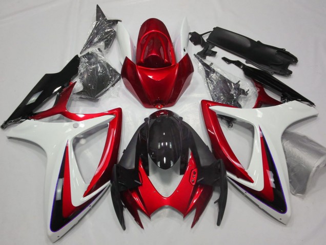 Carena Moto Suzuki GSXR 600 / GSXR 750 2006-2007 - Bianco Rosso Nero Lucido