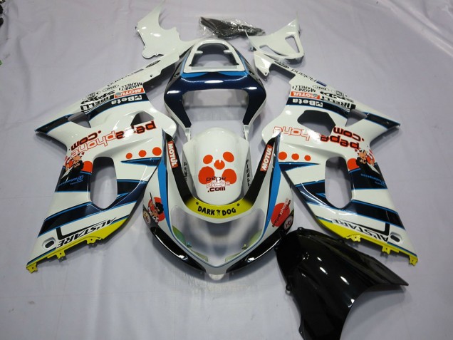Carena Moto Suzuki GSXR 600 / GSXR 750 2001-2003 - Bianco Blu Rosso Giallo Spots